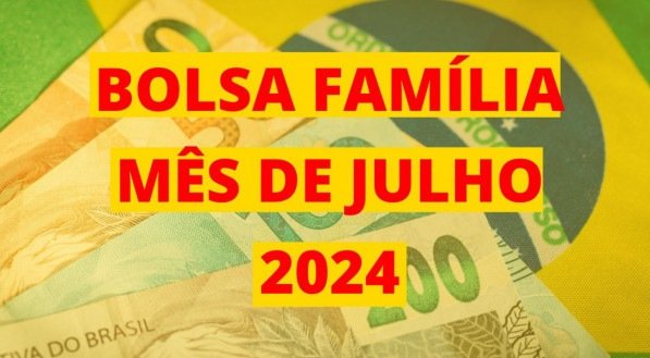 Imagem ilustra o Programa Bolsa Família (PBF) nas cores vermelho e amarelo