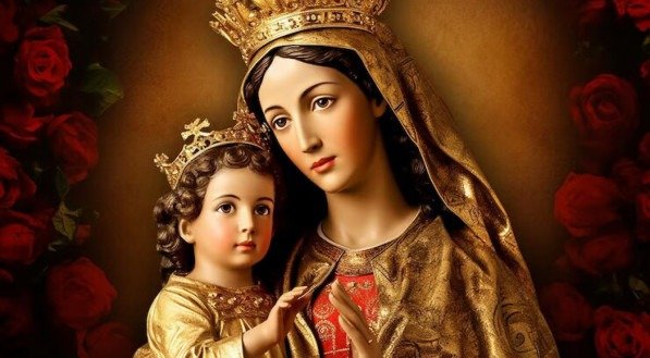 Imagem ilustra Virgem Maria em alusão à Nossa Senhora do Carmo