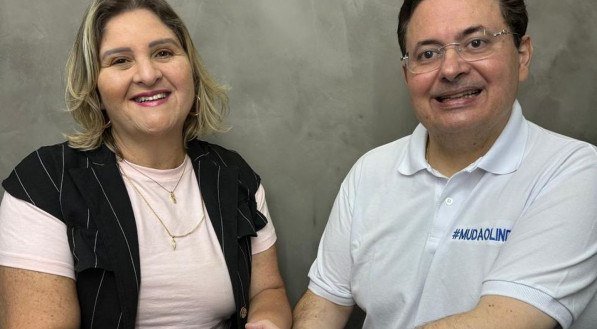 Pré-candidato à Prefeitura de Olinda, Antônio Campos e sua vice, Ana Farias.