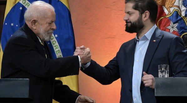 O presidente Lula e o presidente chileno Gabriel Boric