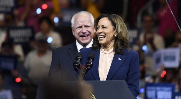 Kamala Harris e seu vice, Tim Walz