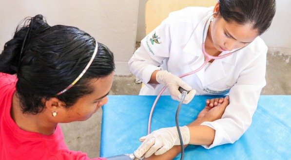 Equipes de Saúde da Família atuam em Unidades Básicas de Saúde (UBS) e são compostas por médicos, enfermeiros, técnicos de enfermagem e agentes comunitários de saúde