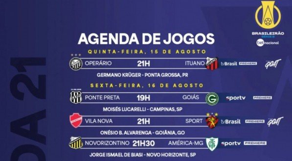 Imagem dos jogos da Série B do futebol brasileiro hoje (16)