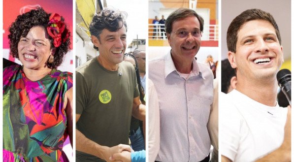 Mosaico com candidatos à prefeitura do Recife