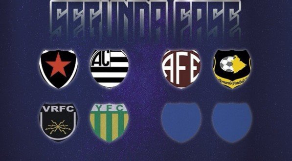 Imagem dos escudos dos seis clubes classificados na Série C