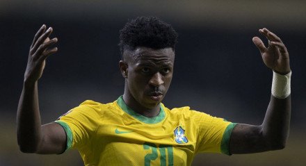 Vini Jr em atuação pela Seleção Brasileira