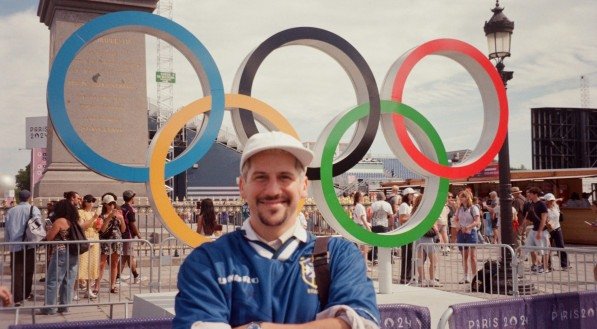 Caio Braz durante cobertura das Olímpiadas de Paris 2024