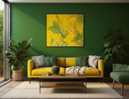 Imagem de sala decorada com parede verde