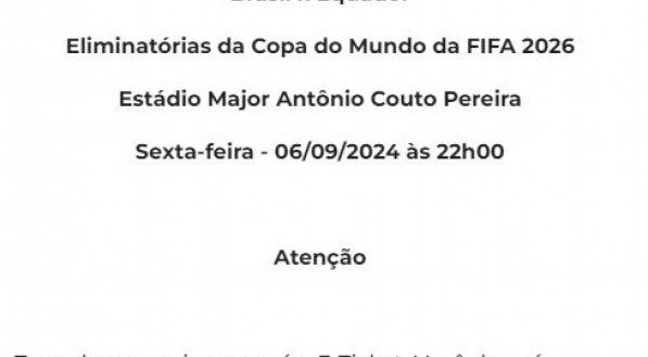 Ingressos para Brasil x Equador são vistos no FutebolCard