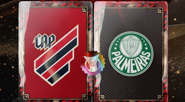 Imagem dos escudos de Athletico e Palmeiras