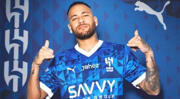 Imagem de Neymar com uniforme azul do Al Hilal