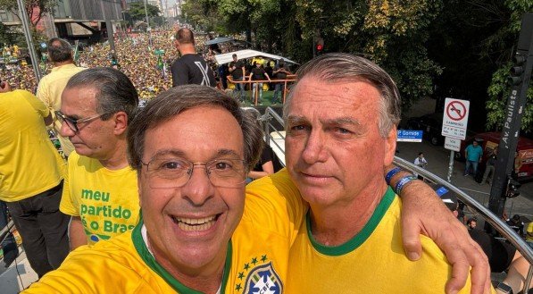 Gilson Machado e Jair Bolsonaro em ato na Paulista