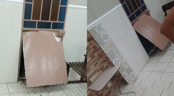 Imagens da porta da Capela arrombada