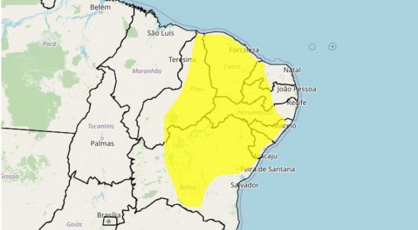 Mapa ilustrativo que indica as áreas afetadas pelo vendaval