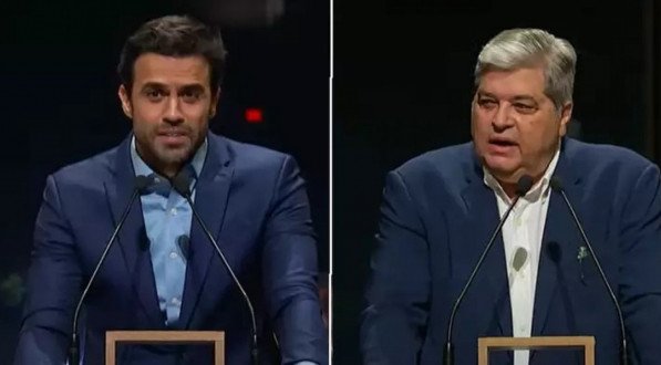 Pablo Marçal e Datena durante debate da TV Cultura. Eleições 2024