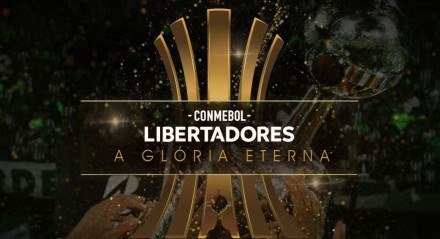 Imagem com o nome da Libertadores e a representação da taça