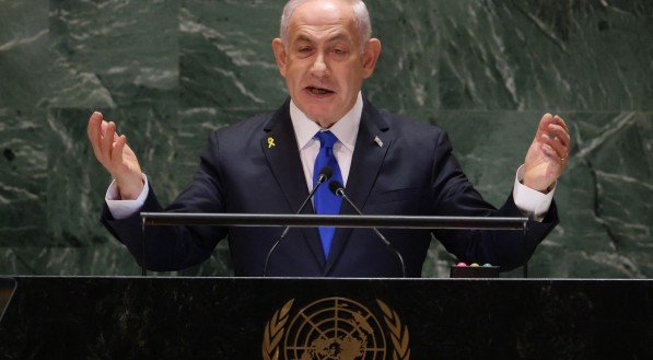 Benjamin Netanyahu durante discurso na ONU
