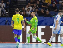 Imagem do goleiro Willian, da seleção brasileira de futsal