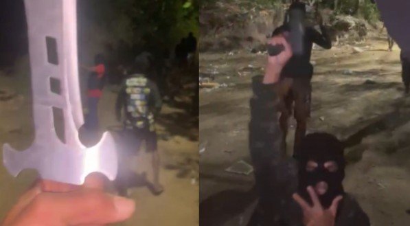 Homens ostentam armas em Tejucupapo em Goiana