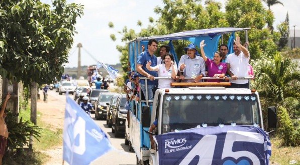 Candidato do Paulista, Ramos (PSDB) realizou uma carreata ao lado da governadora Raquel Lyra (PSDB) e da vice-governadora Priscila Krause