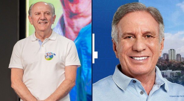 Imagem dos candidatos a prefeitura de Barueri,  Beto Piteri (Republicanos) e Gil Arantes (UNIÃO), que disputaram o segundo turno da cidade no dia 27 de outubro