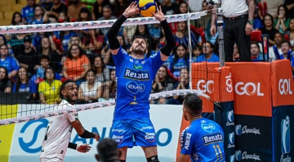 Imagem de Bruninho na estreia da Superliga Masculina de Vôlei 2024-25
