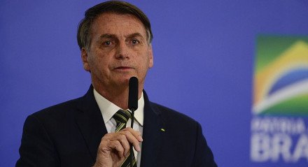 Ex-presidente da República, Jair Bolsonaro, em discurso, no Palácio do Planalto.