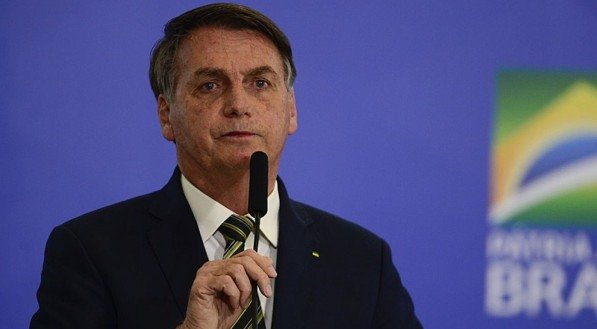 Ex-presidente da República, Jair Bolsonaro, em discurso, no Palácio do Planalto.