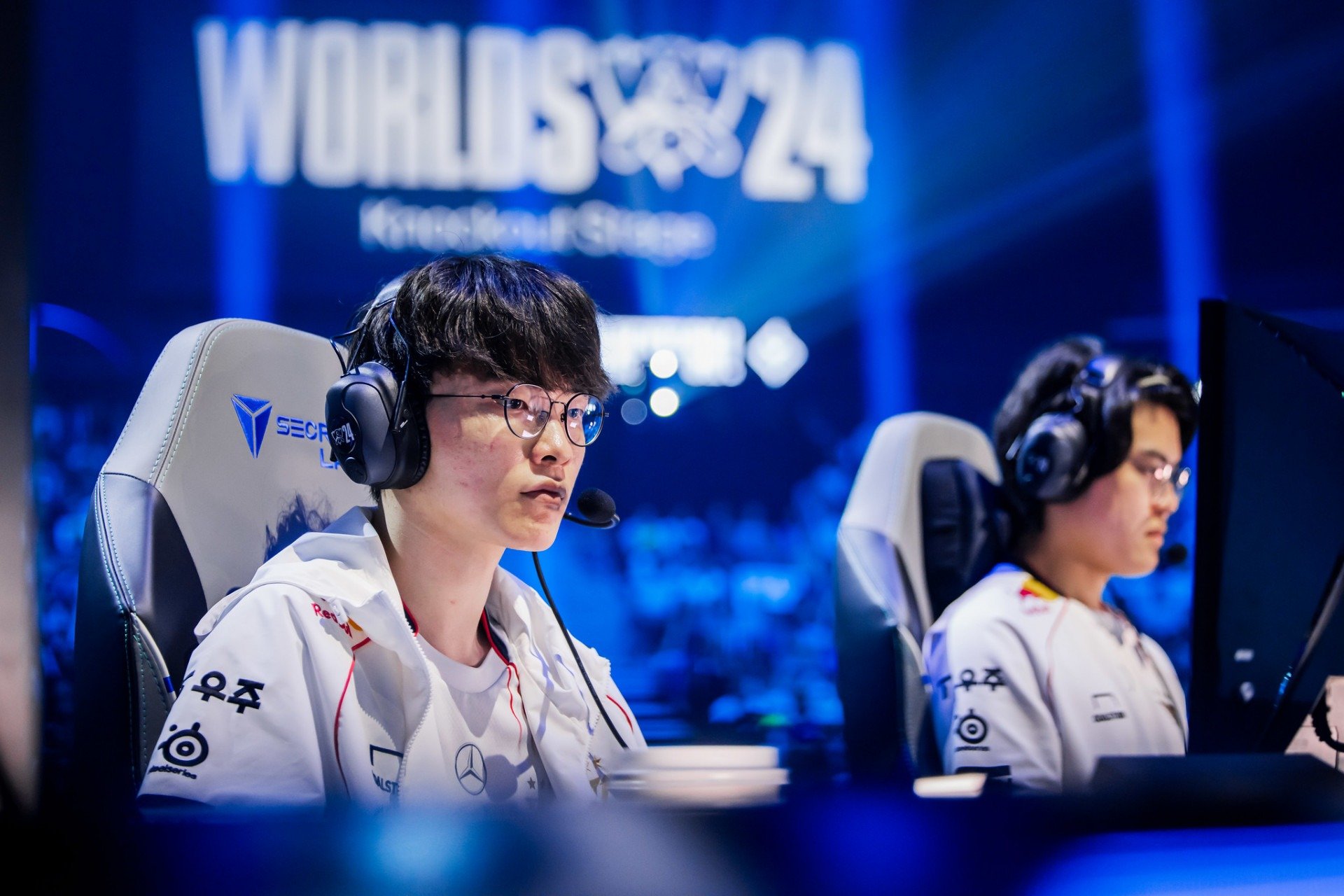 Faker, jogador da T1, em ação no Mundial de LoL Colin Young-Wolff/Riot Games