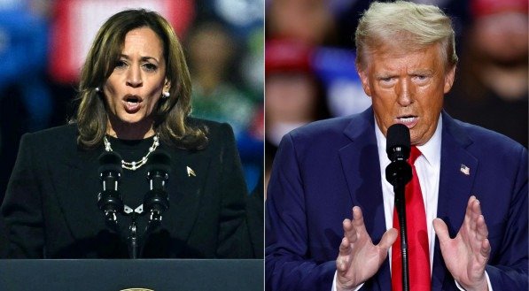 Imagem de Kamala Harris e Donald Trump, candidatos à presidência dos Estados Unidos