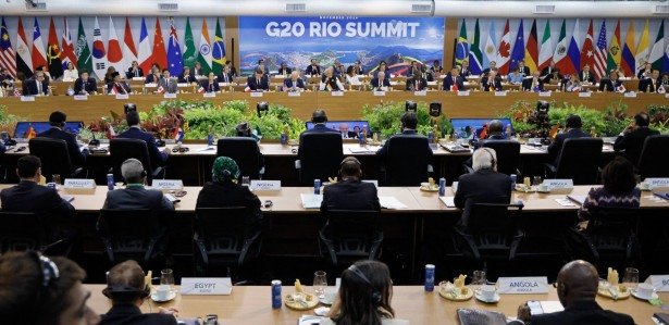 Imagem de cupula do G20 que acontece no Rio de Janeiro e que tem seu inicio marcado por turbulencias globais