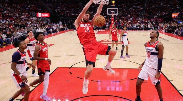 Imagem de Alperen Sengun, jogador turco do Houston Rockets, da NBA