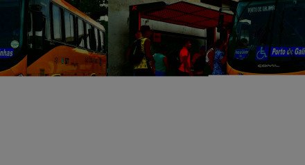 Imagem de pessoas na parada entrando em um ônibus que vai para Porto de Galinhas