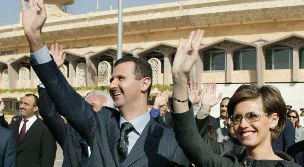 O presidente sírio Bashar al-Assad e a primeira-dama Asma al-Assad