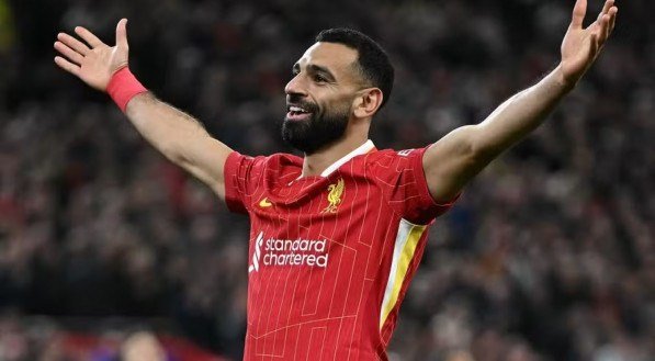 Mohamed Salah comemora gol pelo Liverpool