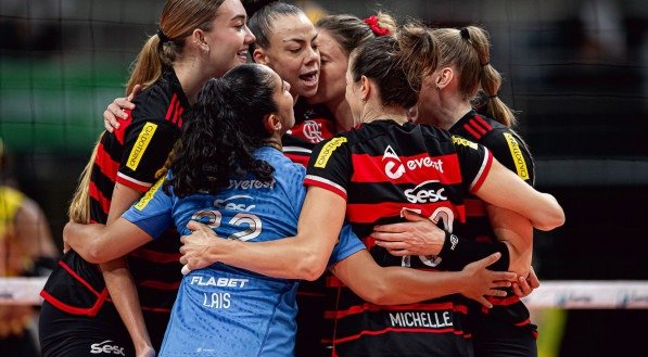 Imagem das jogadoras do Sesc RJ Flamengo na Superliga Feminina