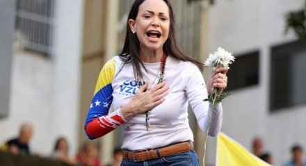 Imagem da líder da oposição da Venezuela, Corina Machado