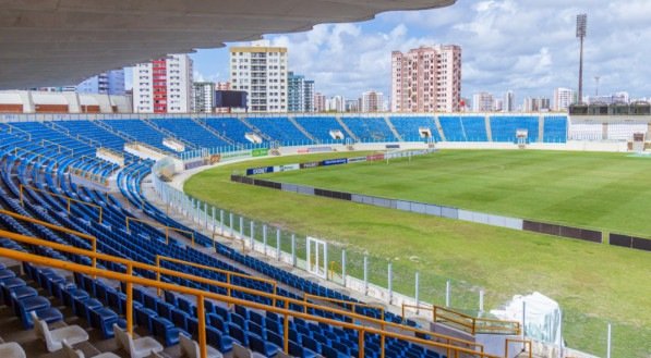 Imagem de parte da arquibancada da Arena Batistão