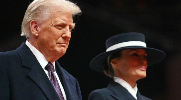 Donald Trump e Melania Trump, durante evento de posse