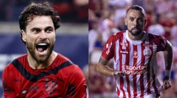 Imagem do meia Lucas Lima (Sport) e do atacante Paulo Sérgio (Náutico)