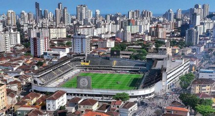 Imagem aérea da Vila Belmiro, estádio do Santos