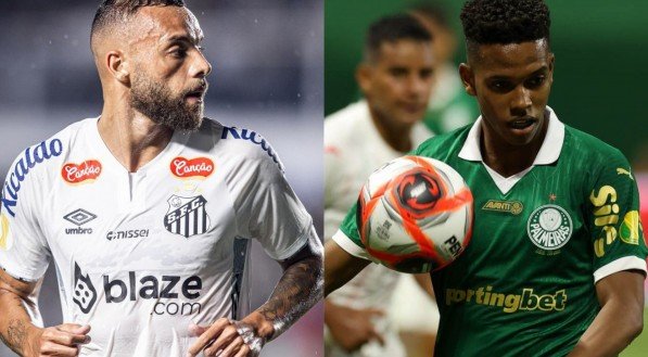 Guilherme, atacante do Santos (esquerda), e Estevão, atacante do Palmeiras (direita)