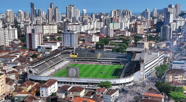 Imagem aérea da Vila Belmiro, estádio do Santos