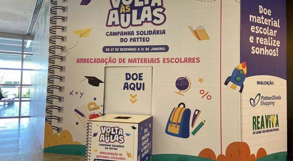 Ação de volta às aulas do Shopping Patteo Olinda acontece em parceria com a ONG Reaviva