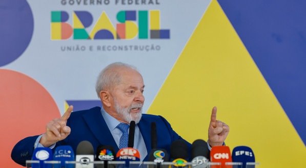 Presidente da República, Luiz Inácio da Silva, durante coletiva à imprensa