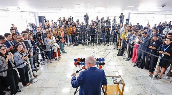 Presidente da República, Luiz Inácio da Silva, durante coletiva à imprensa, no Palácio do Planalto