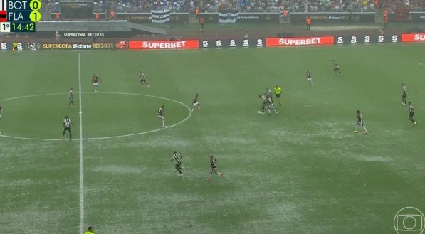 Estádio do Mangueirão encharcado por causa das fortes chuvas