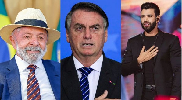 Lula (PT), Jair Bolsonaro (PL) e Gusttavo Lima (sem partido)
