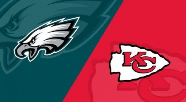 Imagem do logo do Eagles e dos Chiefs