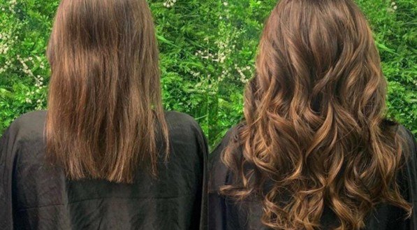 Imagem de Antes e depois da aplicação de mega hair no salão A Rainha do Mega Hair